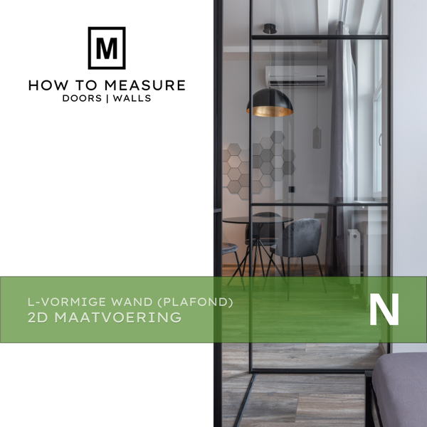 L-vorm Wand Plafond aansluitend 2D Maatvoering