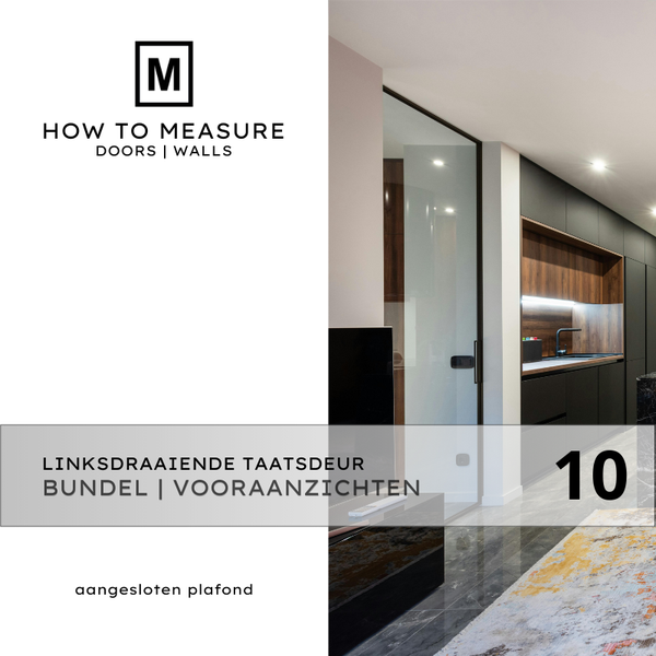 PDF-pakket 10 Vooraanzichten Linksdraaiende Taatsdeuren met Plafondaansluiting