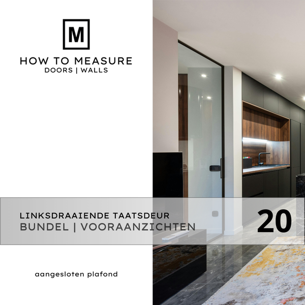 PDF-pakket 20 Vooraanzichten Linksdraaiende Taatsdeuren met Plafondaansluiting