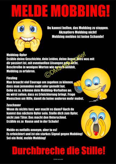 Poster 'Melde Mobbing!'