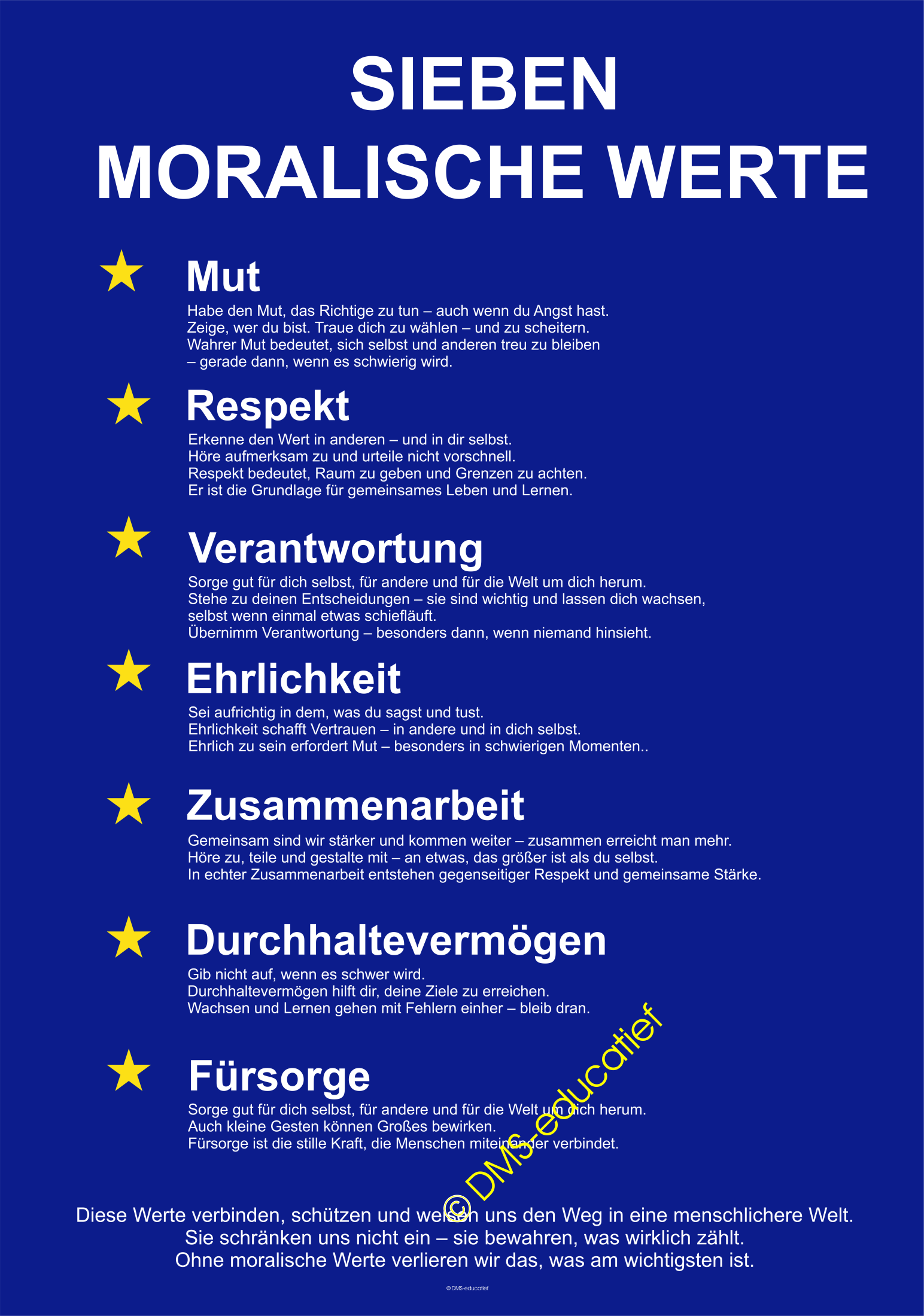 Sieben moralische Werte A1