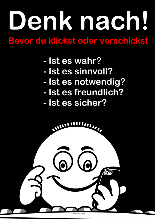 Poster 'Denk nach! Bevor du klickst' A3