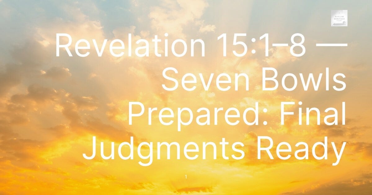 Revelation 15:1–8 — Seven Bowls Prepared: Final Judgments Ready