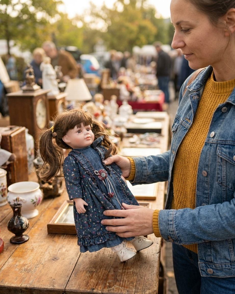 Flohmarktstände mit Trödel und Vintage-Fundstücken auf dem Globusgelände in Bobenheim-Roxheim