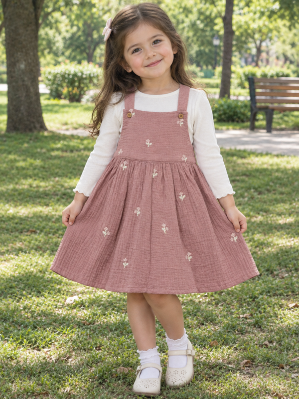 Girls pinafore dress and top.