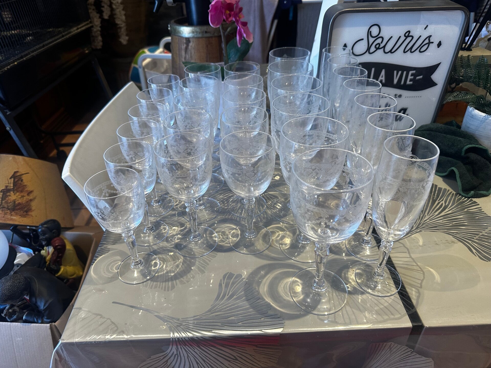 Verre blanc gravé
