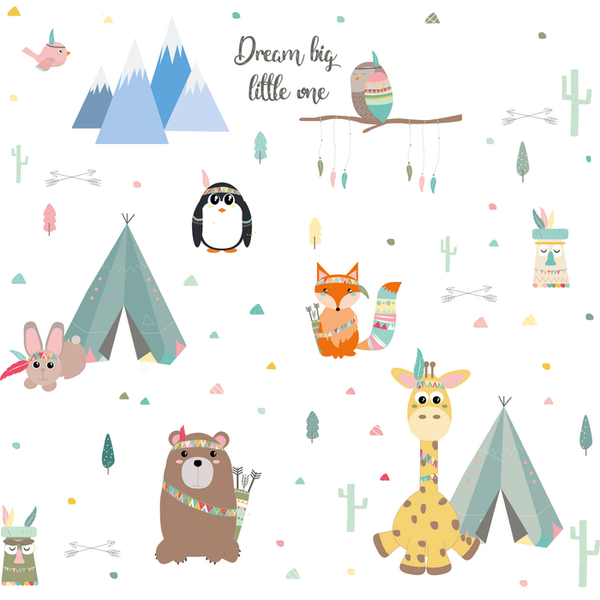 Indianen dieren - Complete set muurstickers