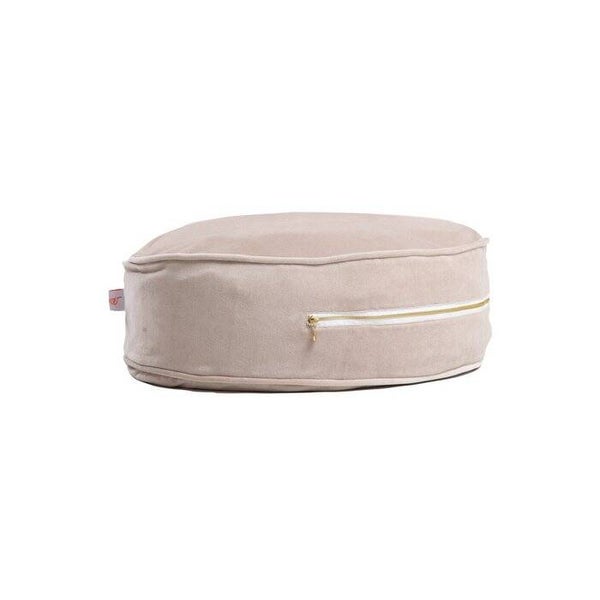 Fluwelen beige poef