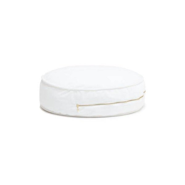 Fluwelen witte poef