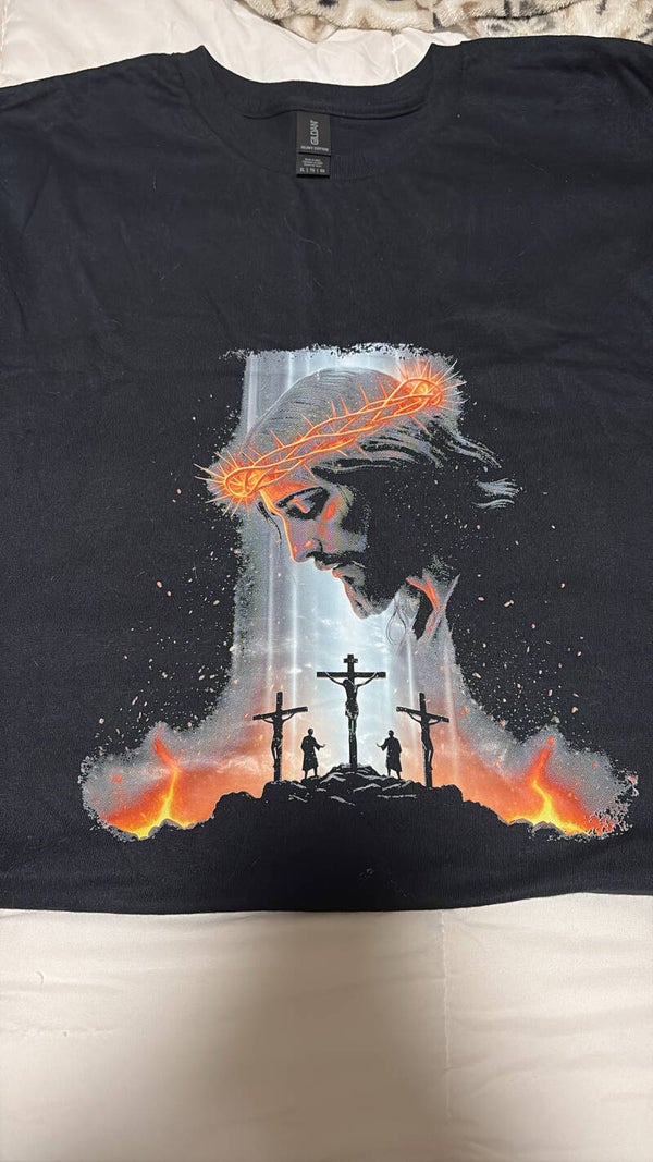 Jesus overlooks the cross