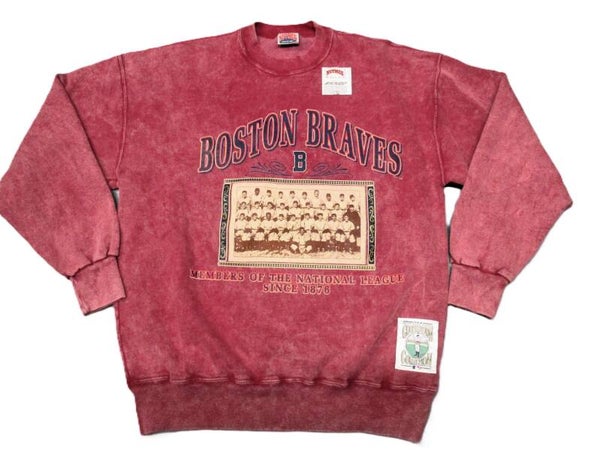 NUTMEG BOSTON BRAVES MLB BASEBALL WEATHERED RED SWEATER