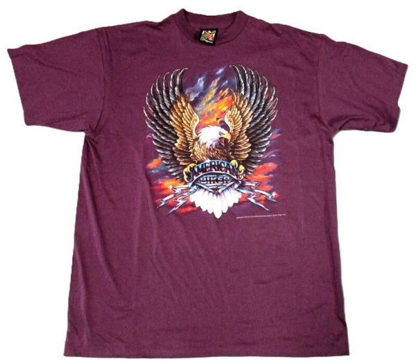 AMERICAN BIKER EAGLE EGGPLANT T-SHIRT VINTAGE 3D EMBLEM