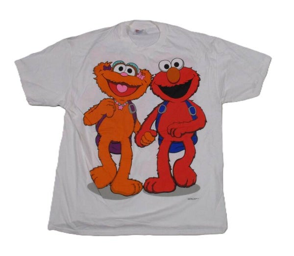SESAMSTRAAT VINTAGE  ELMO AND ZOE T-SHIRT WHITE