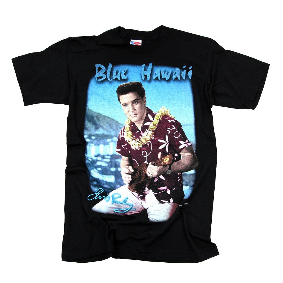 ELVIS PRESLEY BLUE HAWAII BLACK T-SHIRT