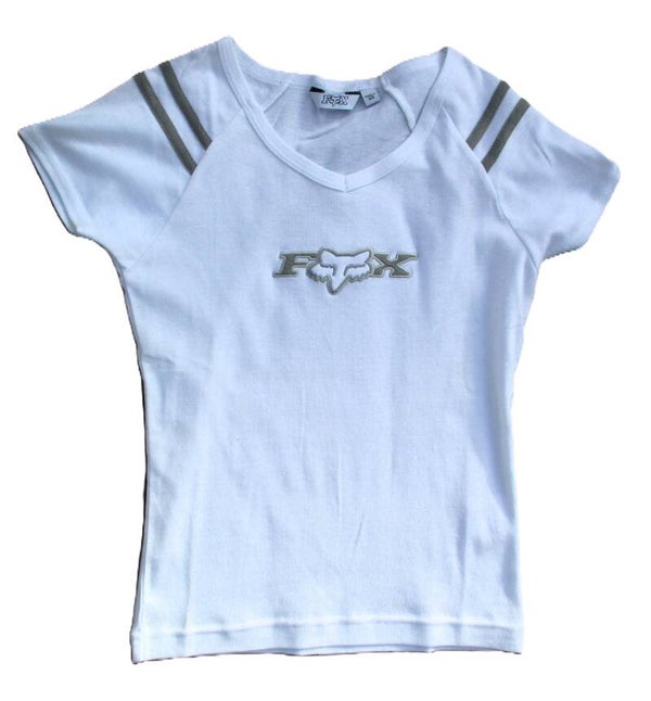 FOX RACING GIRLS T-SHIRT FOX HEAD TEXT WHITE