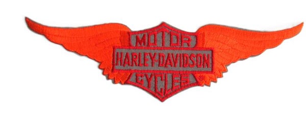 HARLEY DAVIDSON PATCH ORANGE WINGS SPELL OUT