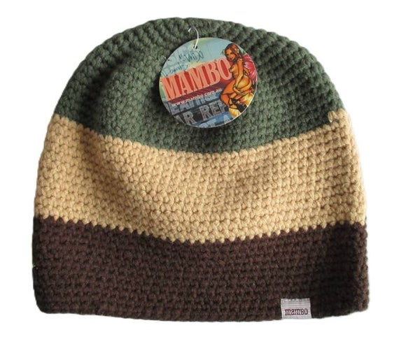 MAMBO GODDESS 3 COLOR BROWN GREEN BEANIE ONE SIZE 90'S