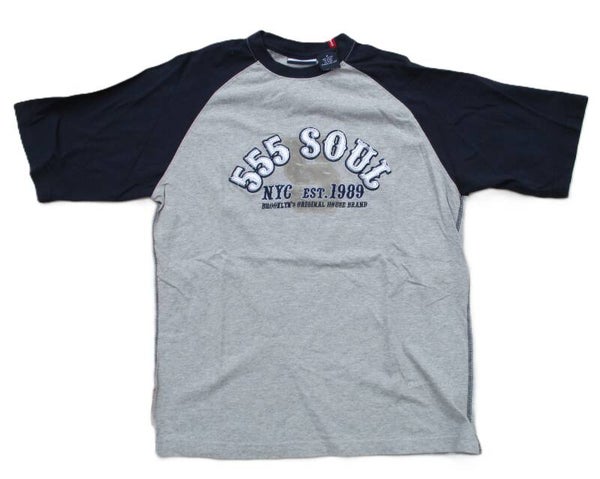 TRIPLE FIVE SOUL 555 T-SHIRT GREY - NAVY BLUE MEDIUM