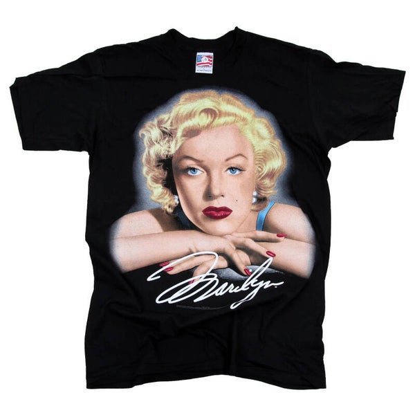 MARILYN MONROE BLACK T-SHIRT CLOSE UP VINTAGE