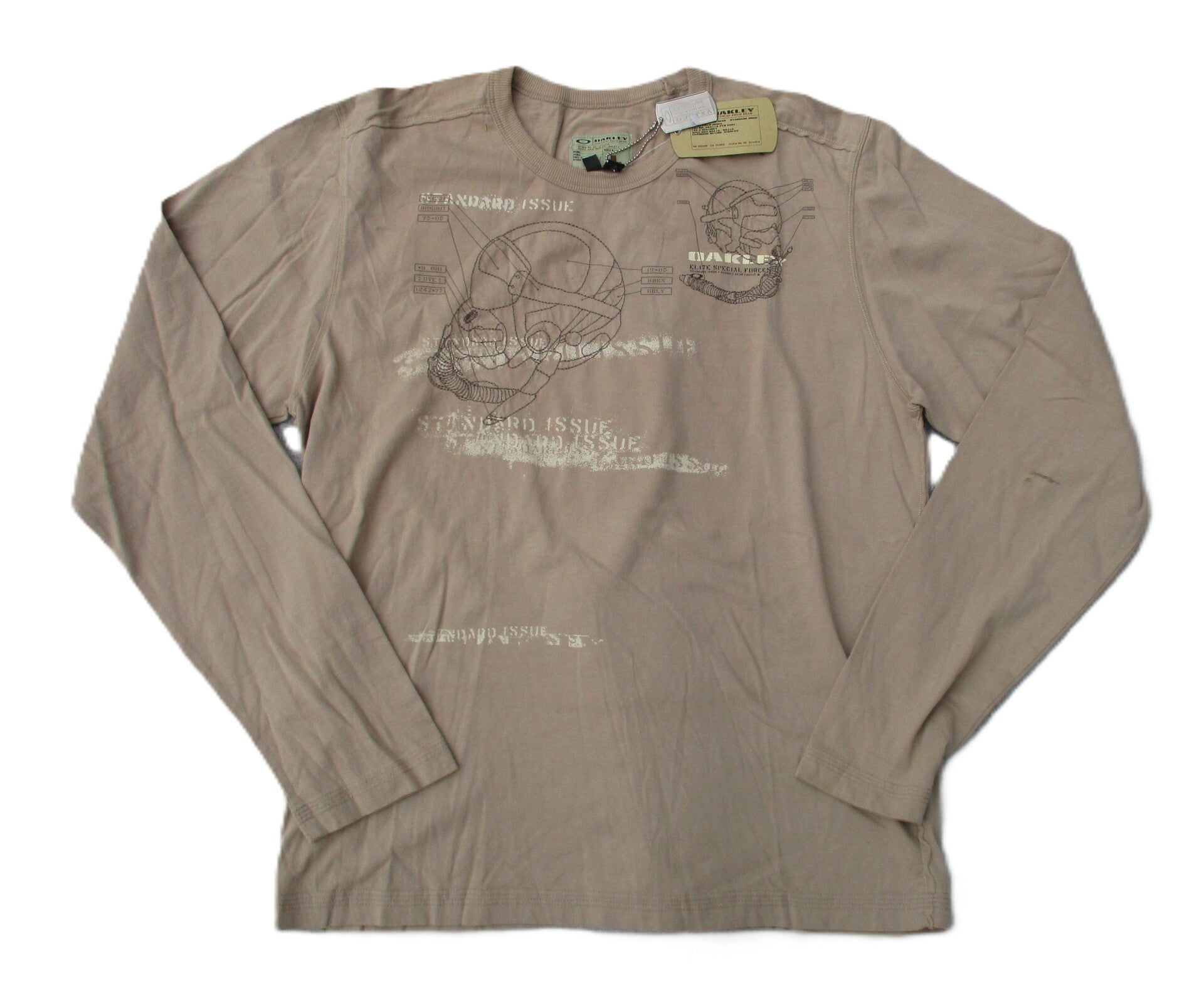 OAKLEY VINTAGE LONGSLEEVE SLIMFIT FIGHTERPILOT  T-SHIRT NEW KHAKI