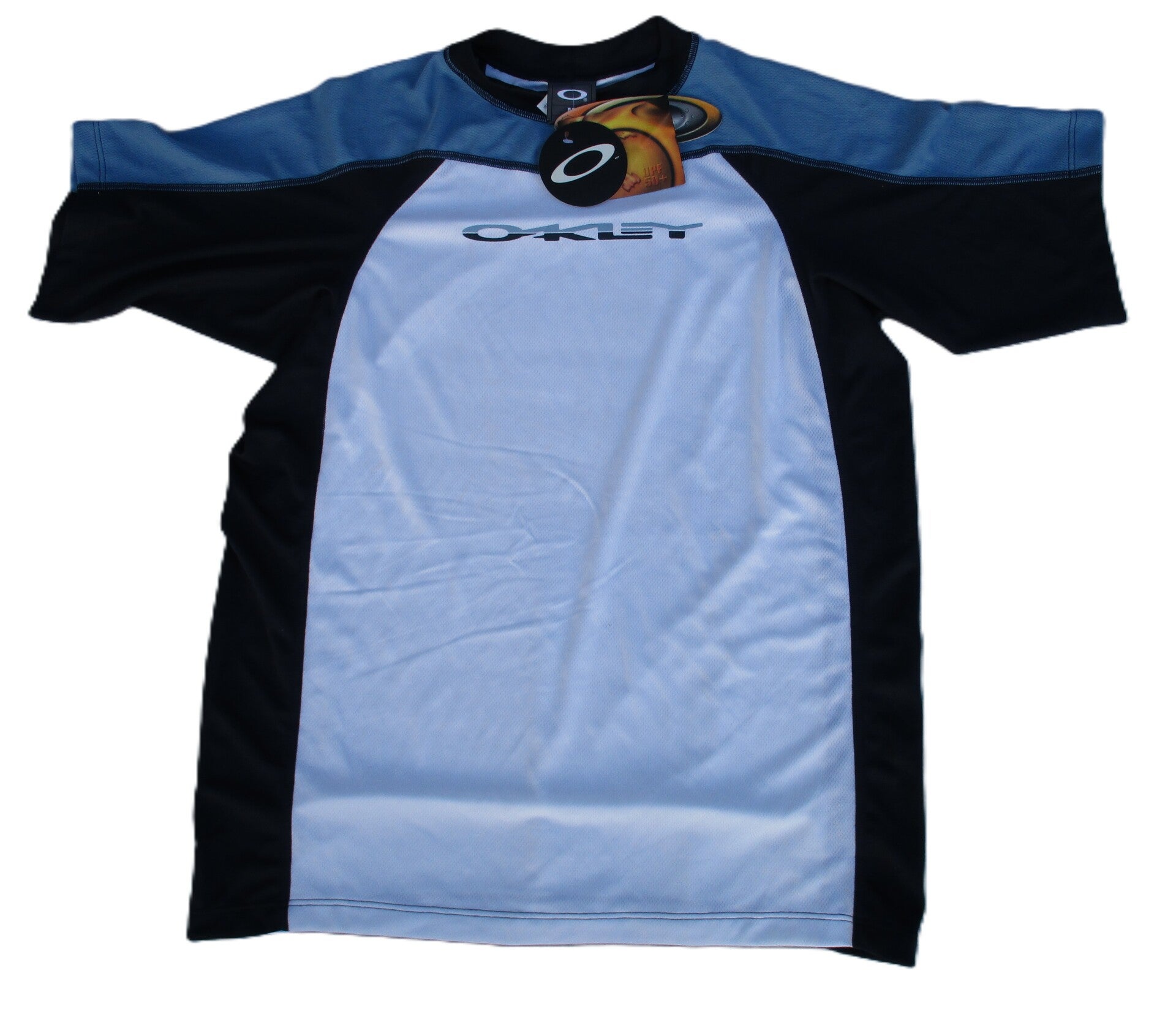 OAKLEY VINTAGE GRID IRON T-SHIRT WHITE BLUE