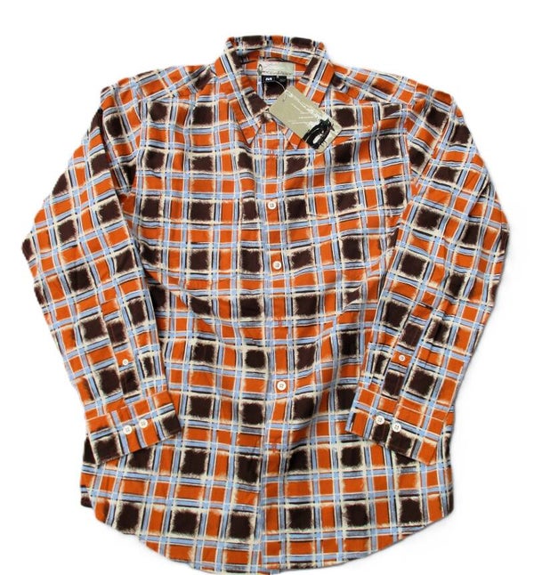 OAKLEY VINTAGE PAINTED PLAID BUTTON SHIRT DARK BROWN