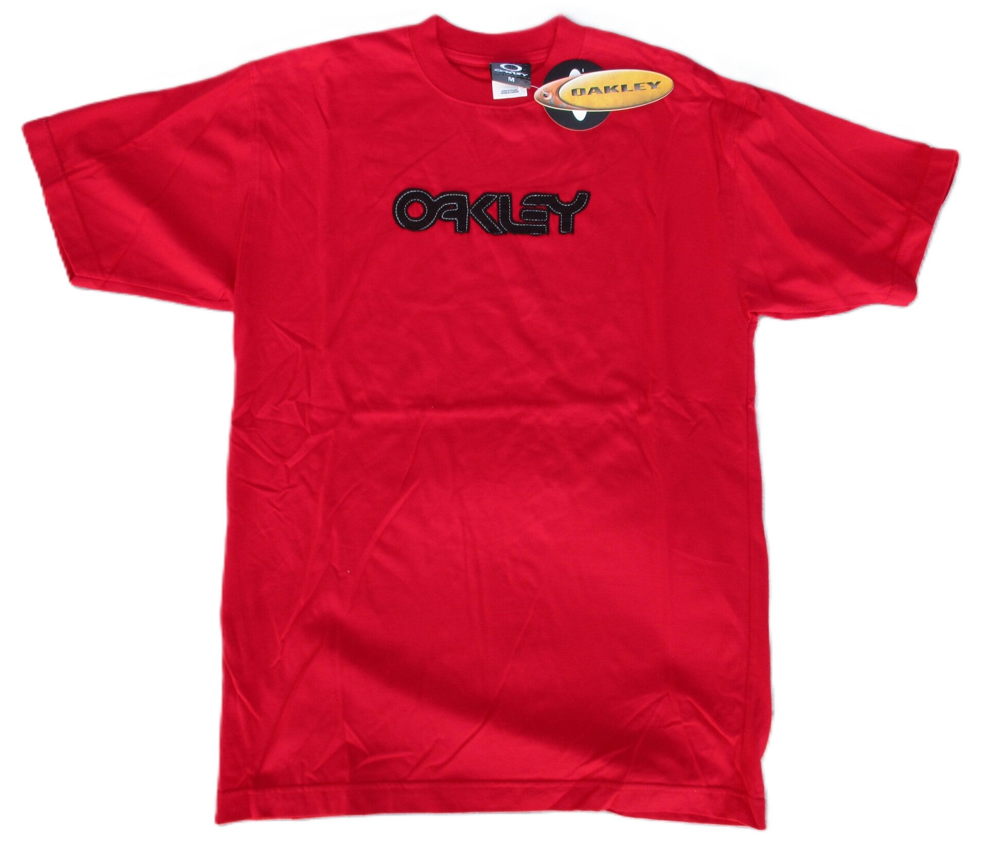 OAKLEY VINTAGE RETRO STITCHED T-SHIRT RED MEDIUM