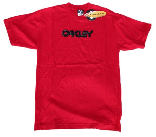 OAKLEY VINTAGE RETRO STITCHED T-SHIRT RED MEDIUM