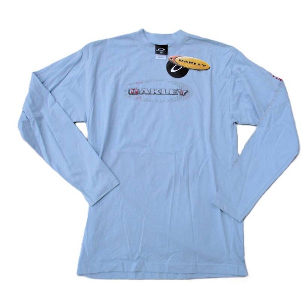 OAKLEY VINTAGE REPEAT STENCIL ICON LONGSLEEVE T-SHIRT VAPOR BLUE