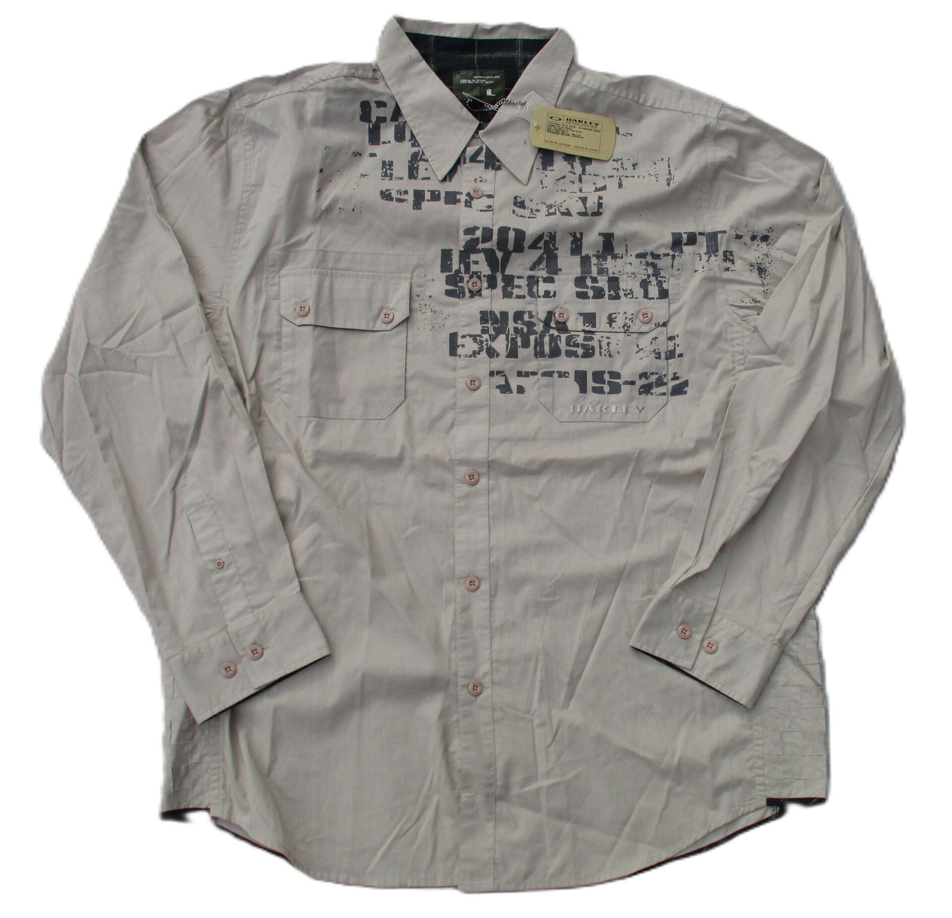 OAKLEY VINTAGE BUTTON UP STRAPPED SHIRT CONCRETE