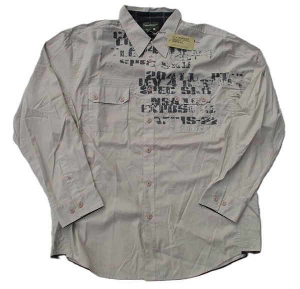 OAKLEY VINTAGE BUTTON UP STRAPPED SHIRT CONCRETE