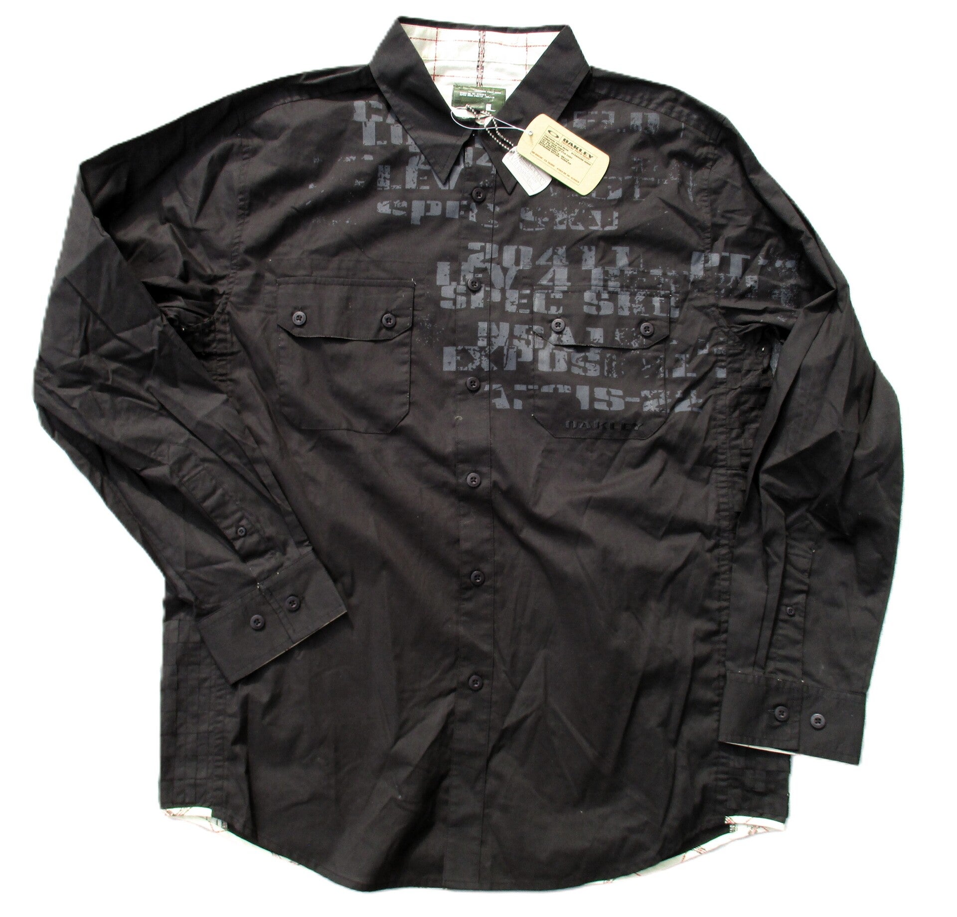 OAKLEY VINTAGE BUTTON UP STRAPPED SHIRT BLACK