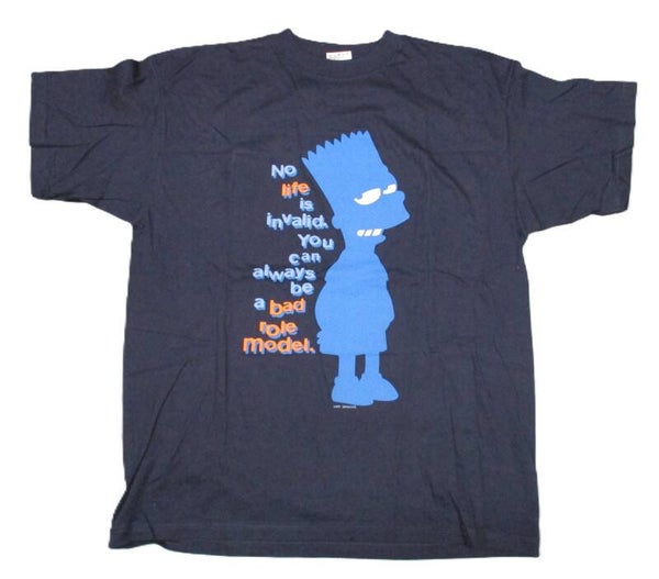 BART SIMPSON VINTAGE NAVY BLUE T-SHIRT 'NO LIVE IS...'   X-LARGE