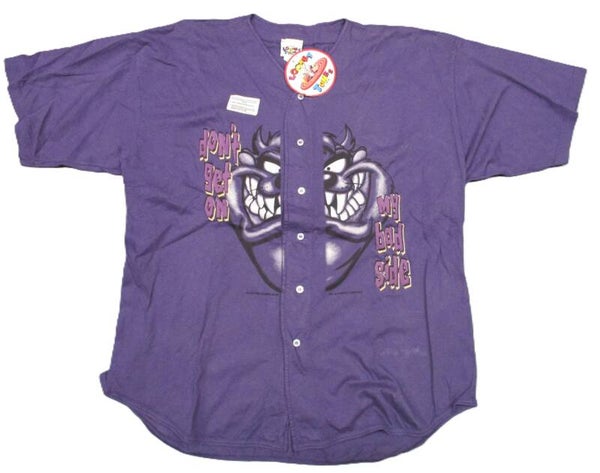 LOONEY TUNES TAZ TASMANIAN DEVIL BASEBALL BUTTON SHIRT PAARS