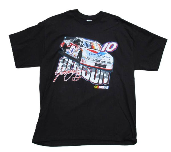 CHECKERED FLAG NASCAR JOHNNY BENSON VALVOLINE PONTIAC 10  T-SHIRT BLACK