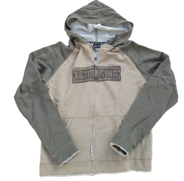 FOX RACING ZIP HOODIE DISTRESSED KHAKI -  SAND LARGE