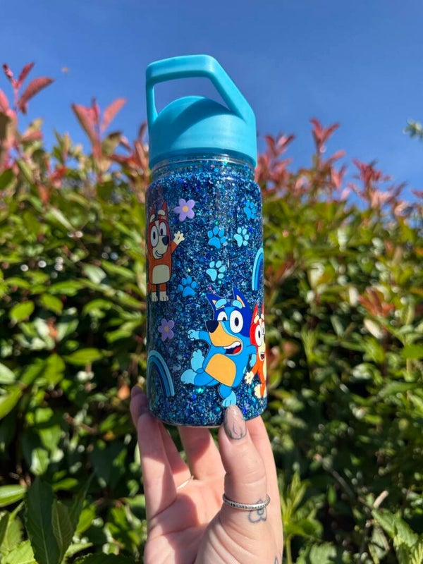 Childs 10oz Bluey water snowglobe bottle