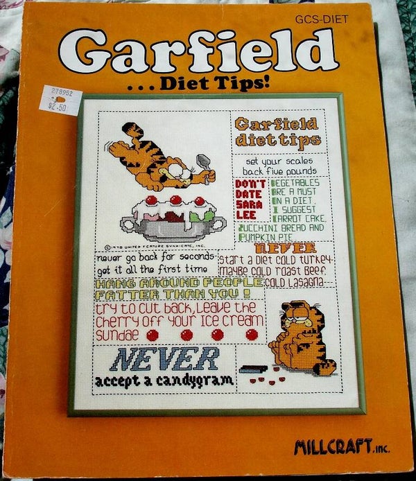 Garfield Diet Tips Counted Cross Stitch Chart By Millcraft GCS Diet