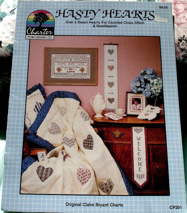 Hasty Hearts Cross Stitch Pattern Leaflet CP201 By Claire Bryant 1987