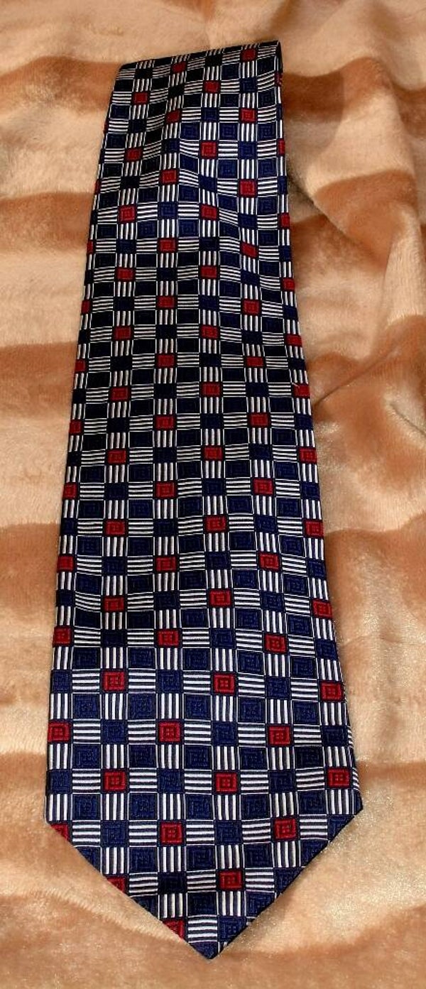 City Of London Men's Vintage Silk Red, White And Blue Tie