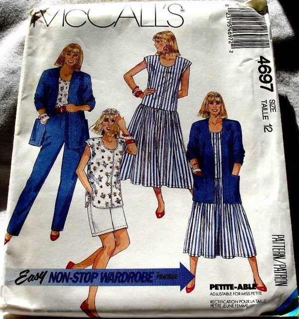 McCall's 4697 Misses Cardigan Dress Top Pants And Shorts Size 12