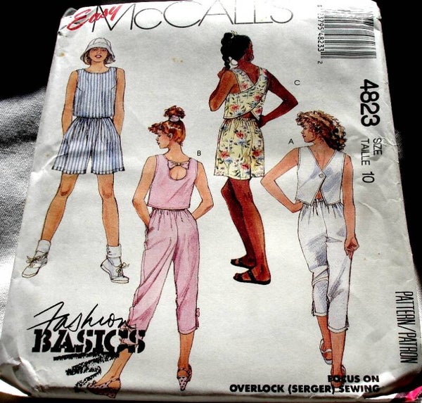 McCall's 4823 Misses Crop Top Capri Pants And Pull-On Shorts Pattern Size 10