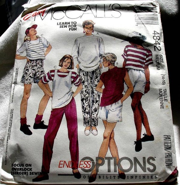 McCalls' 4842 Misses T Shirt Tank Top And Pants Or Shorts Pattern Size Medium