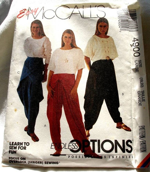 McCall's 4900 Misses Pullover Top And Side Draped Pants Size Large (18-20) Pattern