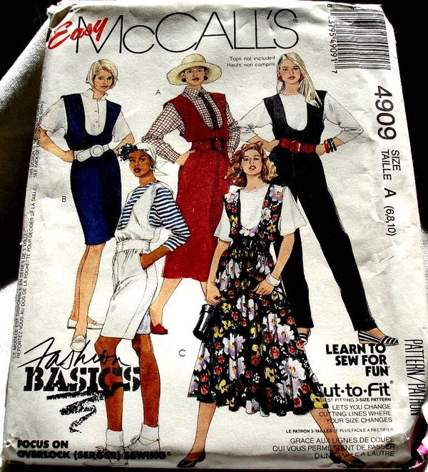 McCall's 4909 Misses U Neckline Jumpers Jumpsuit Or Rompers Size A (6-8-10) Pattern