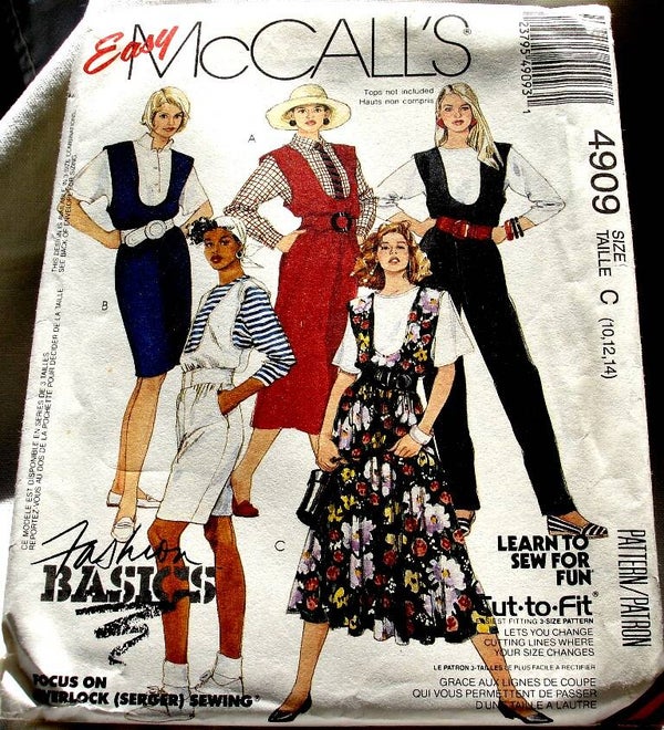 McCall's 4909 Misses U Neckline Jumpers Jumpsuit Or Rompers Size C (10-12-14) Pattern