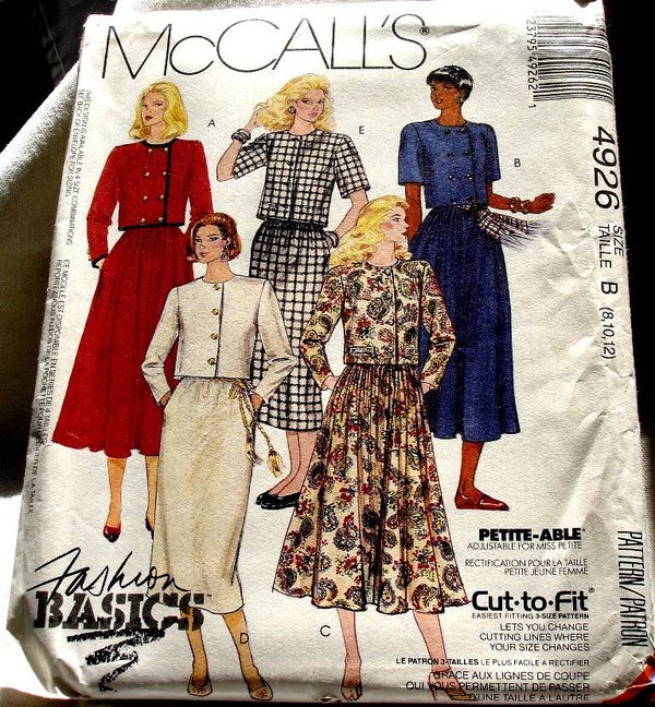 McCall's 4926 Misses Two Piece Front Buttoned Crop Top Dress Pattern Size B (8-10-12)