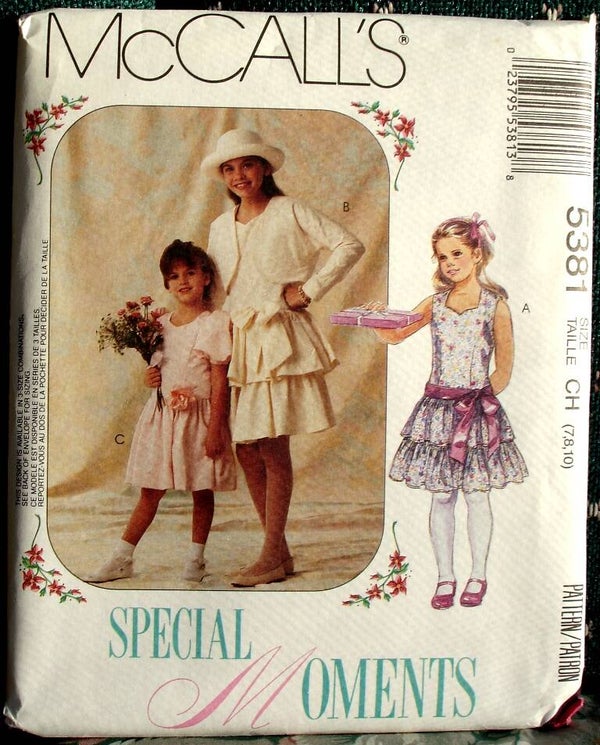 McCall's 5381 Children's And Girls Lined Jacket And Dresses Size (7-8-10)
