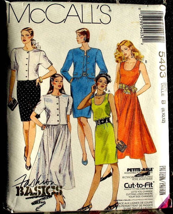McCall's 5403 Misses Unlined Jacket And Dresses Pattern Size B (8-10-12)