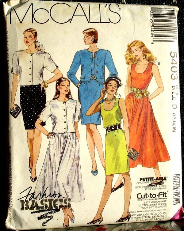 McCall's 5403 Misses Unlined Jacket And Dresses Pattern Size D (12-14-16)